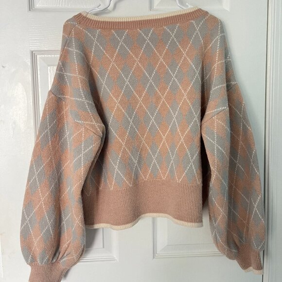 Altar'd State Cropped Diamond Print Sweater - Picture 3 of 6